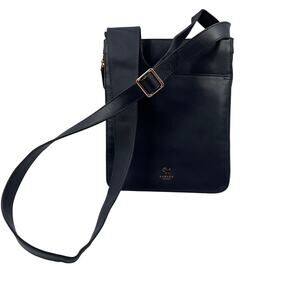 Radley London Lg Pocket Leather Crossbody Bag Navy Slim Zip Shoulder Strap Purse
